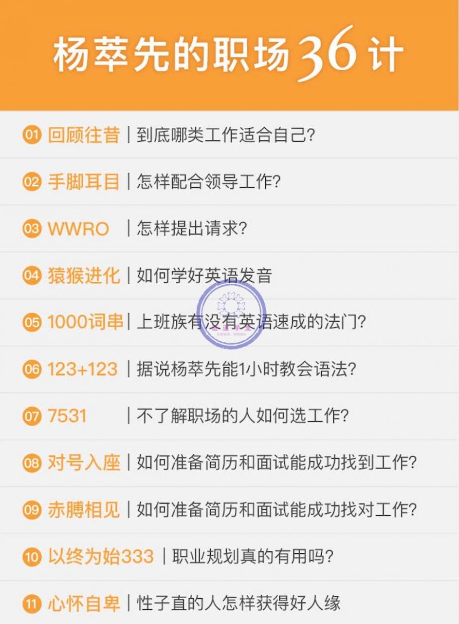 杨萃先 职场36计实用的升职加薪兵法 实用升值课 音频课程-AT互联-AT互联全栈开发服务商