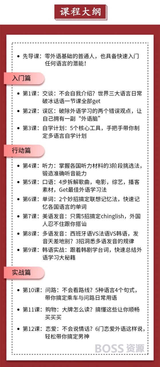 零基础掌握多国语言学习法 12节课让外语飙起来 英西葡韩法-AT互联