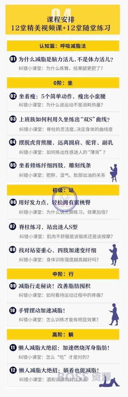 张展鹏12堂懒人减脂法坐着躺着站吃也能瘦身减肥 明星课程-AT互联