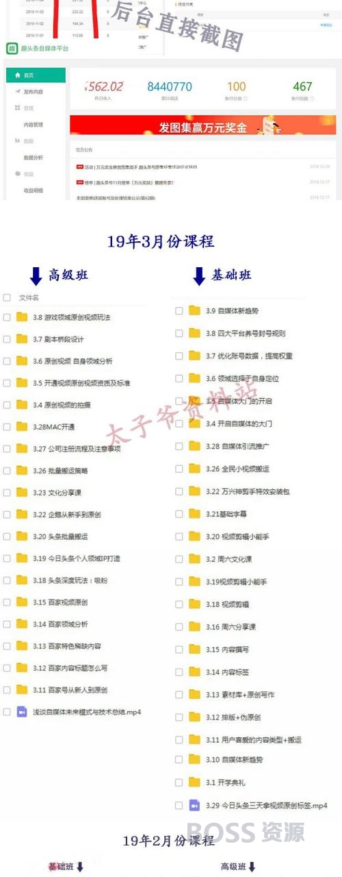 2019新版自媒体视频教程 今日头条百家号推广抖音入门高级课程