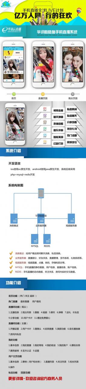 华讯手机APP直播系统源码 手机视频直播系统 APP直播源码-AT互联