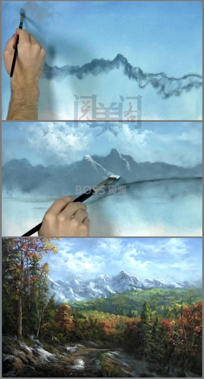 国外高清油画视频教程 临摹学习风景油画技法教学素材非中文-AT互联
