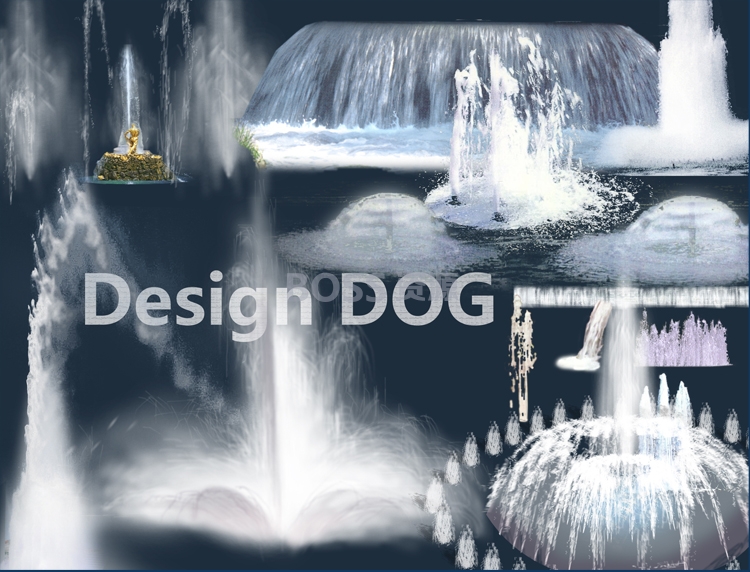 公园喷泉景观设计 ps素材 喷泉psd 公园喷泉效果图-AT互联