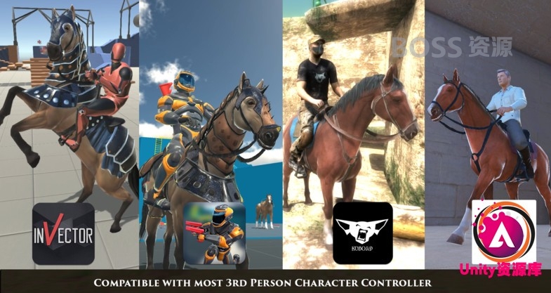 unity3d骑马动作动画素材 Horse Animset Pro 3.1.31骑马人物包-AT互联