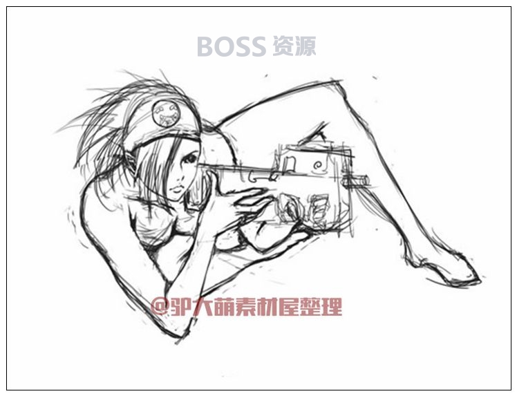 1000个人体动态结构 武打姿势速写线稿手绘素材-AT互联