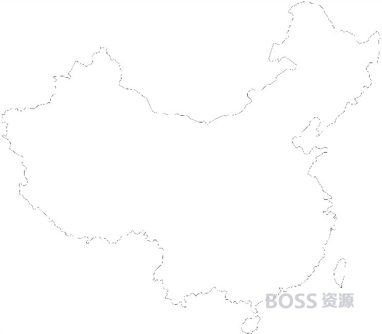 空白中国地图矢量素材 超大地图轮廓模板背景 填图专用