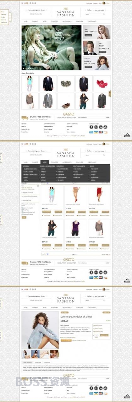 AT互联|国外服装商城网站模板html整站下载