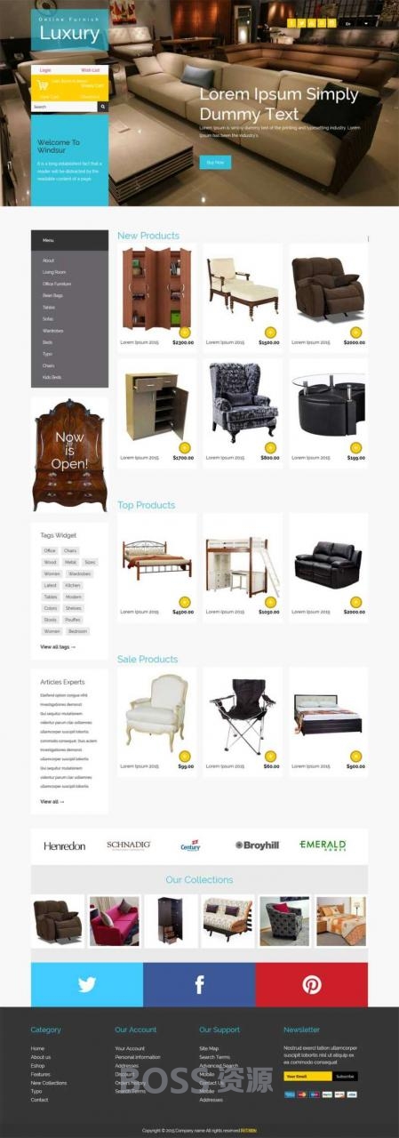 AT互联|国外黑色的响应式家具商城静态网站模板html下载